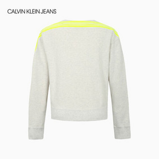 CK JEANS 2020秋冬新款 女装纯棉撞色条长袖卫衣 J214465 AET-灰色 M