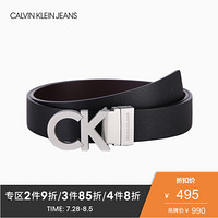 CK JEANS 2020春夏款 男士Logo简约时尚皮带腰带HC0584H3000 001-黑色 90cm