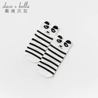 davebella戴维贝拉2020秋天新款儿童男女童袜子 宝宝卡通条纹短袜 黑白熊猫 13CM（约2-4岁 建议脚长14-16cm）