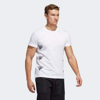 Adidas阿迪达斯男士夏季圆领短袖logo透气舒适打底T恤FM1627 White L