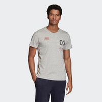 Adidas阿迪达斯男士罗纹圆领100％棉质球衣夏季短袖T恤ED7289 Grey L