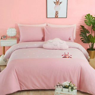 【西游归来】大朴家纺 A类精梳纯棉卡通四件套学生宿舍床上用品全棉被套床罩 粉红回忆 0.9米床