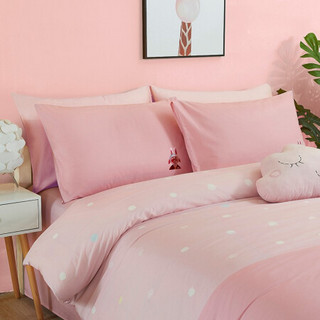【西游归来】大朴家纺 A类精梳纯棉卡通四件套学生宿舍床上用品全棉被套床罩 粉红回忆 0.9米床