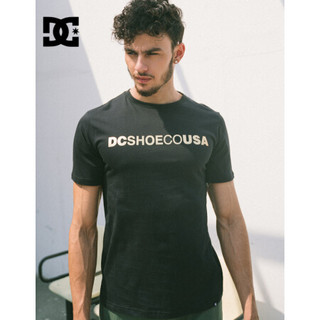 DCSHOECOUSA DC男运动夏款经典潮棉圆领字母T恤GDYZT03214 黑色XKKY/ S（偏大一码）