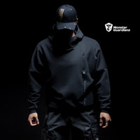 MSGD运动卫衣男 防风连帽卫衣运动休闲原创健身潮牌男套头外套T恤 Fortitude Black 坚毅黑 L