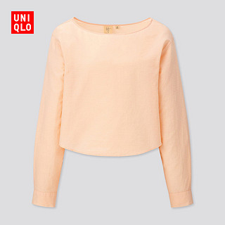 优衣库 女装 全棉提花船领上衣(长袖) 425588 UNIQLO