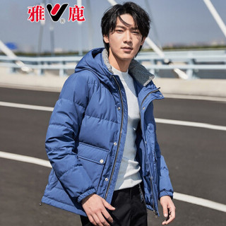 雅鹿 羽绒服  男 2019冬季新款连帽羽绒服男士短款保暖外套男 YH67U1040 黑色 3XL