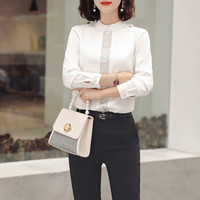 MAX WAY 女装2019新款秋季衬衫女工作服正装职业修身衬衣女装OL NYml155 西裤 XL