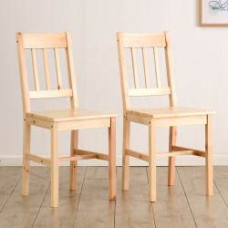 椅子 餐厅家用靠背椅 实木座椅 凳子 电脑椅会议椅 原木色-两把 *2件