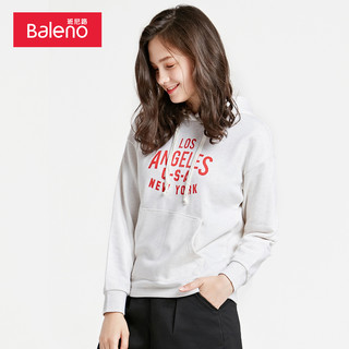 Baleno班尼路 短款卫衣女连帽潮流长袖加厚印花秋冬宽松外套Z S 93B夜空藍