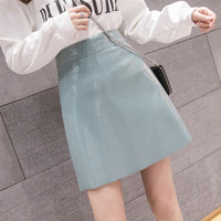 HMDIME 半身裙女 2019秋季新品韩版港味chic修身显瘦高腰包臀A字短裙 XBSH602 薄荷绿 M