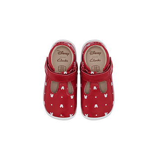 clarks其乐童鞋春夏迪士尼米妮联名0-1岁宝宝居家婴儿软底学步鞋 22.5 红色拼色