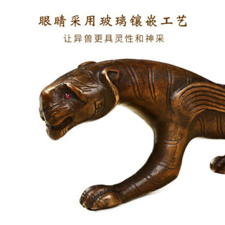 弘梅走虎毛笔笔架 笔挂铜多功能简约镇纸镇尺 文房四宝送礼礼品包装盒铜器摆件
