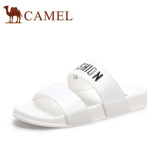 骆驼（CAMEL） 女鞋 休闲舒适双字带软底车缝线拖鞋 A022266248 白色 37