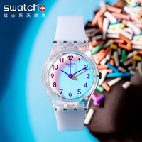 swatch 斯沃琪 瑞士手表 2020年春季 活力冰蓝 学生小巧清新石英男女表LK396