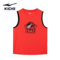 鸿星尔克(ERKE)童装中大童男童圆领无袖吸汗舒适运动篮球比赛上衣 63220219056 东方红 165
