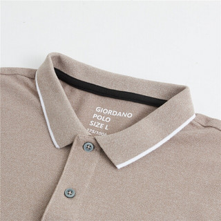 佐丹奴（Giordano） POLO衫 Polo撞色领珠地布修身短袖POLO01019018  62卡其色 小码(165/92A)