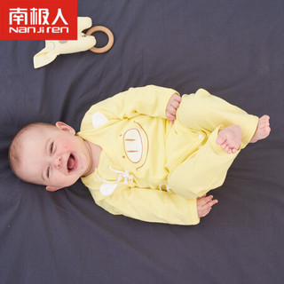 南极人（Nanjiren）新生婴儿宝宝纯棉爬服系带卡通蝴蝶连体衣 粉色吉祥猪 59（适合1-3月宝宝）