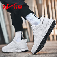 双星 Double Star跑步鞋夏季男鞋网面透气运动鞋男舒适休闲鞋白色缓震跑鞋 AD0090 羽毛白 41