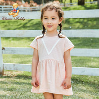 精典泰迪 Classic Teddy 童装儿童裙子女宝宝连衣裙孩子公主裙婴童外出服夏季新款 甜美小女孩2-杏粉 80