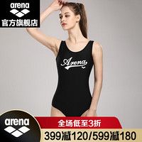 阿瑞娜（arena）新款女士泳衣露背学生显瘦运动连体三角游泳衣女 BLK XL(170/90)