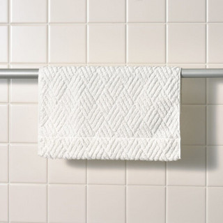 MUJI 棉绒提花织 手巾·中厚型 毛巾 毛巾纯棉 本白色 34x35cm