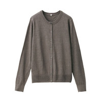 無印良品 MUJI 無印良品 女式 法国亚麻 圆领开衫 外套 棕色 S