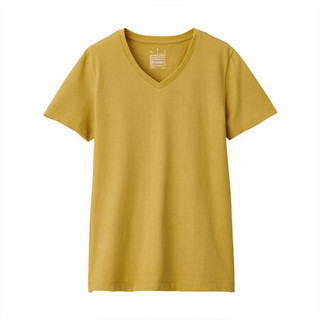 MUJI 無印良品 女士V领短袖T恤 BBA02A0S 暗黄色 XS