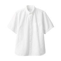無印良品 MUJI 無印良品 男式 新疆棉 水洗牛津 纽扣领短袖衬衫 白色 S