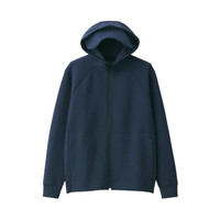 無印良品 MUJI 男式 不易沾水 双层编织 拉链连帽衫 卫衣 深海军蓝 M