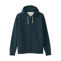 無印良品 無印良品 MUJI 男士棉质拉链连帽开衫卫衣 黑色 L
