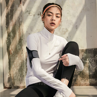 KELME/卡尔美 秋冬新款运动速干衣女排汗上衣立领训练健身房长袖T恤女36932003 黑色 L