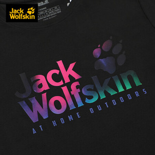 Jack Wolfskin/狼爪官方T恤男上衣春夏新款户外运动舒适休闲圆领短袖5818373 5818372-6000/黑色 XL