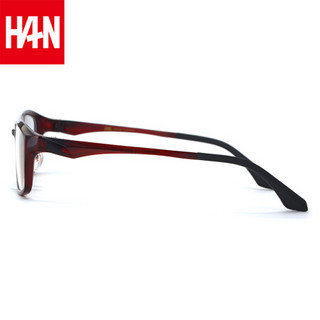 汉（HAN）眼镜框近视眼镜男女款 防辐射护目镜近视光学眼镜框架 49411 优雅酒红 配1.67非球面防蓝光镜片(400-1000度)