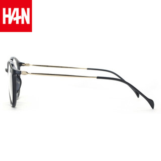 汉（HAN）近视眼镜框眼镜架男女款 轻全框防辐射蓝光眼镜架光学配镜成品 43002 亮黑色 配1.60非球面防蓝光镜片(200-600度)