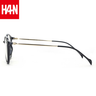 汉（HAN）近视眼镜框眼镜架男女款 轻全框防辐射蓝光眼镜架光学配镜成品 43002 亮黑色 配1.60非球面防蓝光镜片(200-600度)