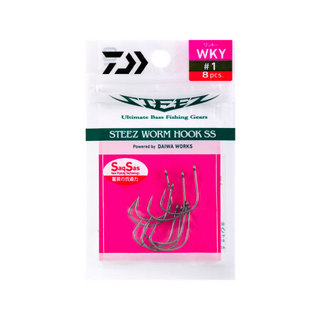 DAIWA 达亿瓦 STEEZ WORM HOOK SS 有倒刺路亚鱼钩曲柄钩钓鱼钩 路亚配件钓鱼工具 WKY 3