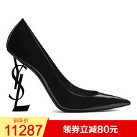 YSL圣罗兰女鞋时尚漆皮金属徽标形后跟高跟鞋472011D6CVV1000 39.5