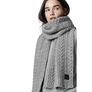 CANADA GOOSE加拿大鹅女士围巾 皮革徽标标签 英国羊毛 灰色 OS