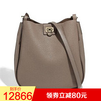 Ferragamo菲拉格慕女包手提包绒面革毛边剪裁手工修饰边缘21H904 720820 茶色