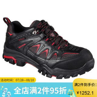 SKECHERS男鞋工作鞋运动鞋钢头低帮系带77123 BLACK/RED 9.5