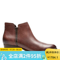 Clarks其乐女鞋粗跟套脚踝靴26129486 Mahogany 10M