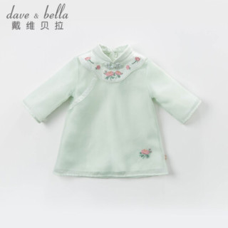 davebella戴维贝拉秋季装中国风女童宝宝汉服连衣裙 儿童古装裙子 绿色 120cm（建议身高110-120cm）