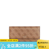 GUESS盖尔斯钱包女士长款三折按扣手拿包卡包SG729666 brown one