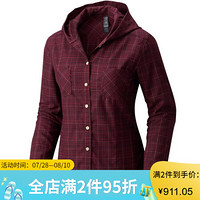 Mountain Hardwear山浩女士衬衫格子衫连帽休闲运动衫MHW00XM Tannin XL