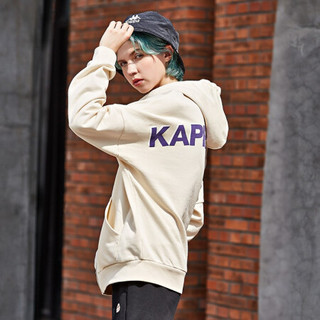 Kappa卡帕女运动卫衣加绒加厚帽衫上衣宽松休闲外套K0962MK83D 漂白-011 S