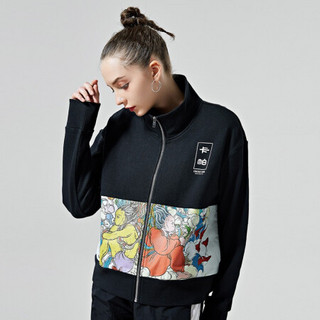 Kappa卡帕艺术家联名女运动卫衣宽松休闲开衫外套K0962MK21D 黑色-990 XL