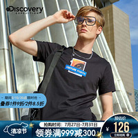 Discovery非凡探索频道户外2019春夏新款男女款圆领短袖T恤DAJH81701 男-黑色 L