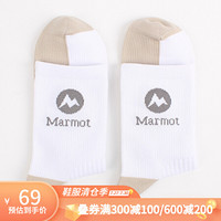 Marmot/土拨鼠20春夏运动吸湿柔软保暖中筒袜男户外 白色-米黄色821 均码