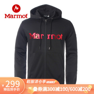 Marmot/土拨鼠20春夏新款户外男柔软保暖透气长袖开衫卫衣帽衫 曜石黑001 XL 欧码偏大